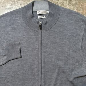 Peter Millar Sweater Mens 2XL Grey Merino Wool Silk Full Zip Golf Soft